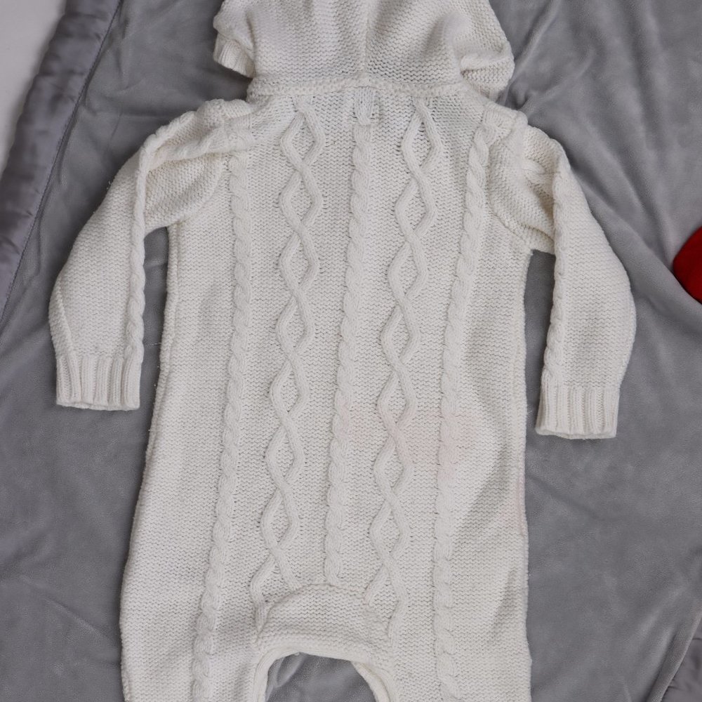 OshKosh B'gosh White Fisherman Knit Bodysuit Tracksuit Sweatsuit Unisex Baby - Picture 7 of 7